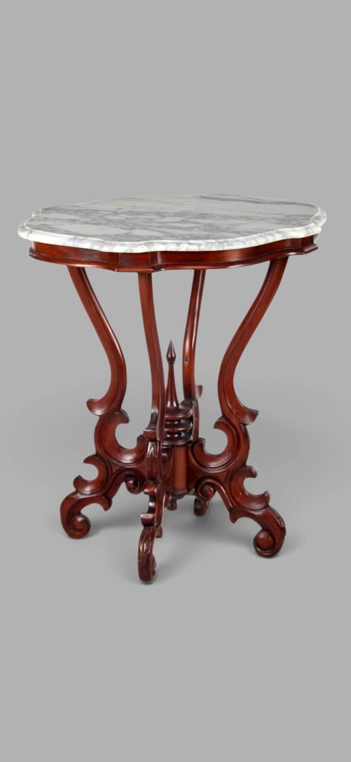 Antieke Biedermeier spinnekop-wijntafel, bijzettafel, salontafel afm: 65x53cm en 70cm hoog.