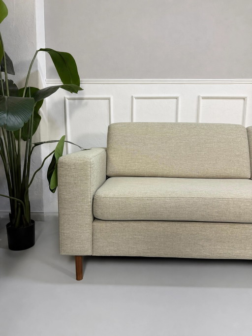 Bolia Scandinavia Sofa + Hocker Stoff Beige Beige 6 Sitzer
