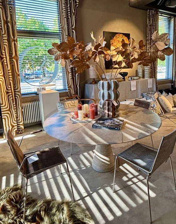 Image 1 of Alinea Angelo M Table de repas 160 Diamètre Argent Travertino