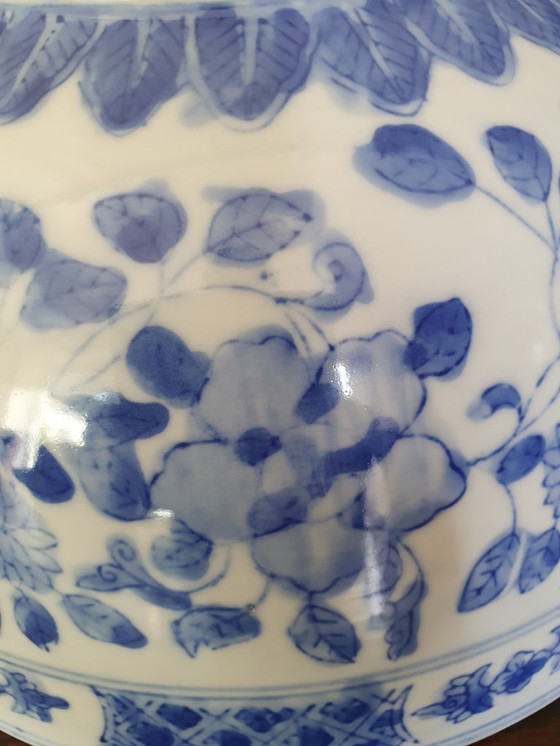 Image 1 of Magnifique bol ancien bleu et blanc, peint à la main