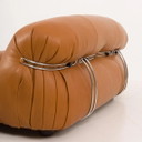 Soriana Sofa van Afra en Tobia Scarpa voor Cassina in volledig natuurlijk aniline cognac leer, Italië, 1970