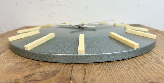 Image 1 of Grey Industrial Office Wall Clock from Pragotron, 1970s