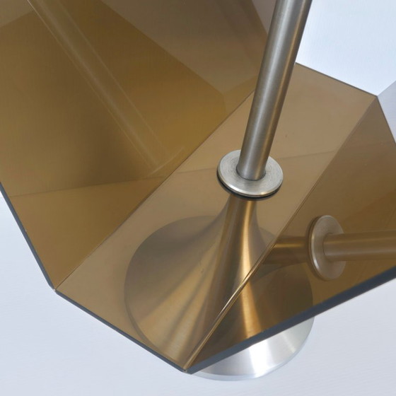 Image 1 of PORTE-REVUES VINTAGE 1970 EN ACIER BROSSE & PLEXIGLAS 70S SPACE AGE POP 1970S