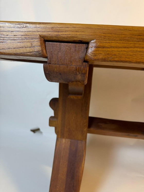 Image 1 of Brutalistische eettafel, massief eiken, De Puydt vintage
