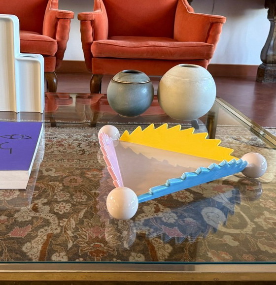 Image 1 of Postmodern ceramic centerpiece / vide poche mod. "Parana" 1st edition, Masanori Umeda, Memphis Milan Italy 1983