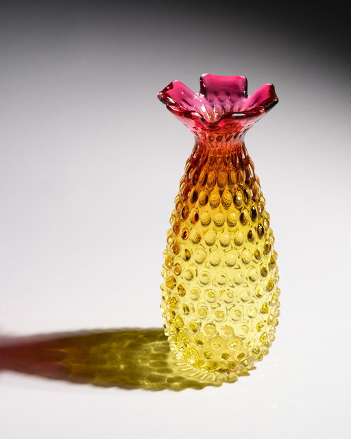 Frantisek Koudelka Skrdlovice Glashütte „Ananas“ Seltenes tschechisches Kunstglas 87287/23