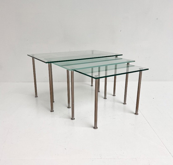 Image 1 of Glazen driedelige mimiset uit de 1970’s