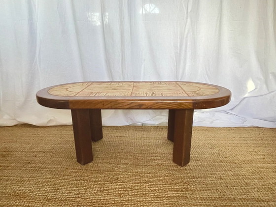 Image 1 of Herbarium coffee table in ceramic and solid wood, signed