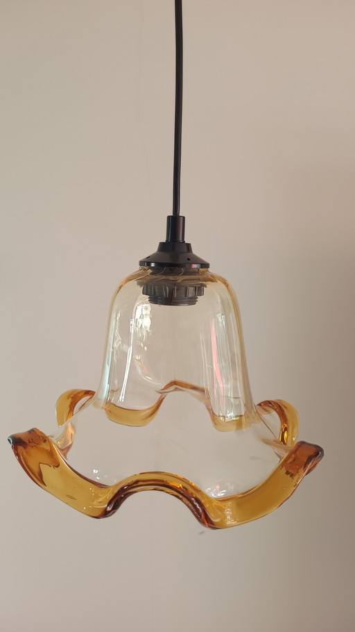 Two vintage Italian design Murano glass pendant lamps, 1970s