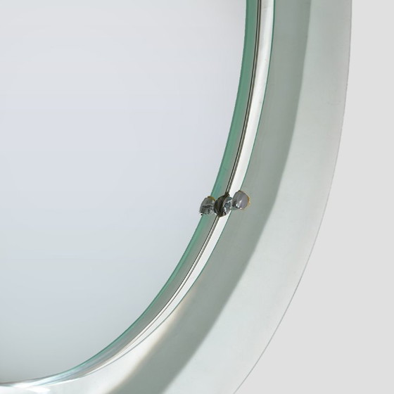 Image 1 of Espejo de pared con marco de cristal curvado de Metalvetro, década de 1970.