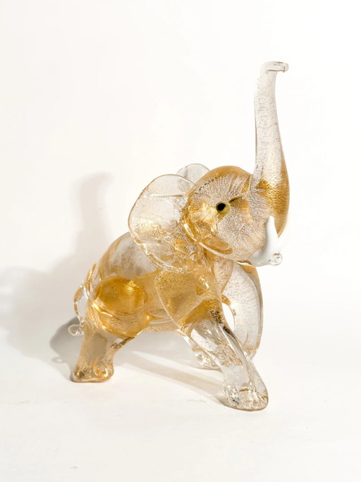 Little Elephant in Murano Glass and Gold Leaf Attributed to Ercole Barovier 1930s – beeldhouwkunst