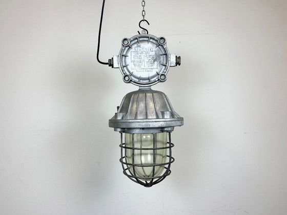 Image 1 of Large Industrial Cast Aluminium Cage Pendant Light, 1970s