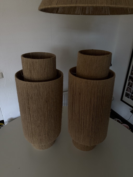 Jute wicker pendant lamps