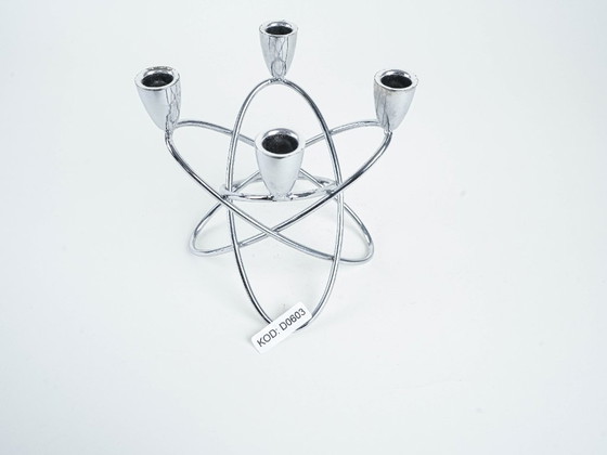 Image 1 of Geometrischer Kerzenständer aus Metall, dänisches Design, 1960er Jahre, hergestellt in Dänemark