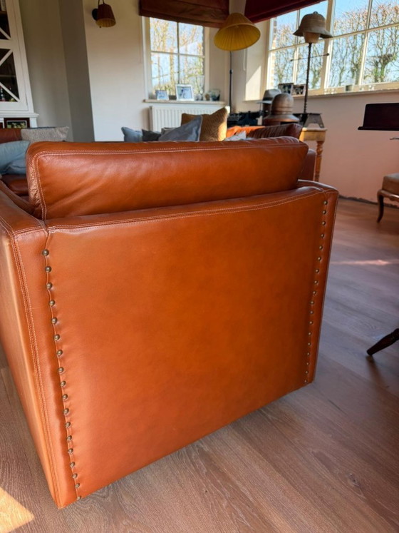 Image 1 of Ensemble de canapés en cuir Durlet - Cognac - Design belge - 3 places + 2 places + 1 place