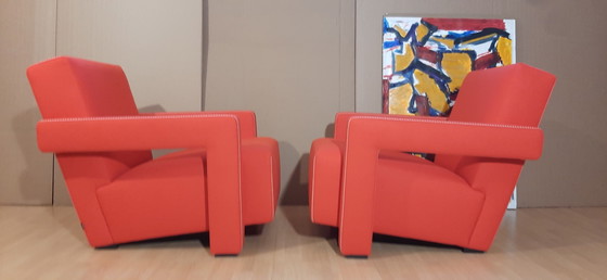 Image 1 of Cassina 2 Poltrona 637 Utrecht Nuova Mai Usata Lampo Rosso Lana 13L