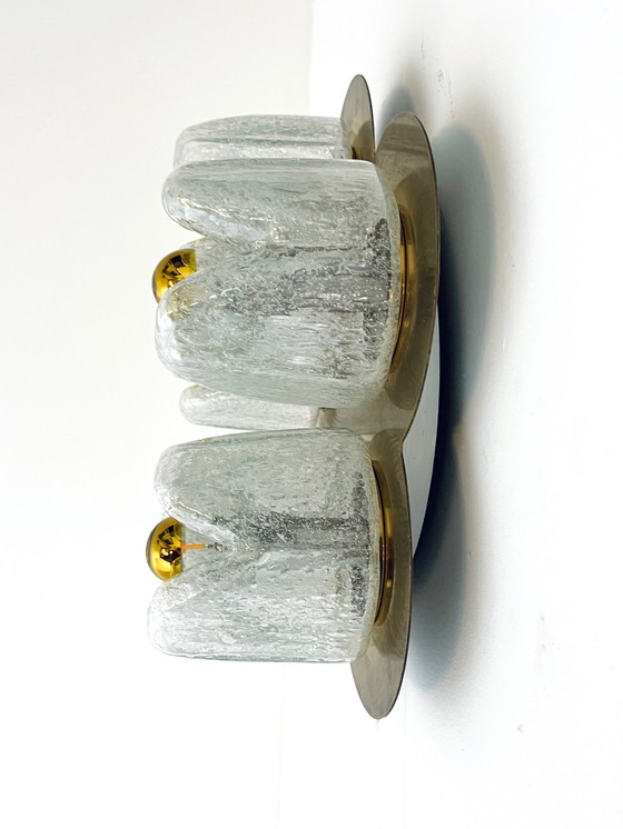 Image 1 of Appliques vintage en laiton et verre de cristal de glace, Doria Leuchten '70