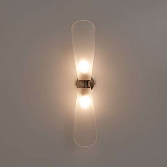 Image 1 of Paar Wandleuchten aus satiniertem Muranoglas