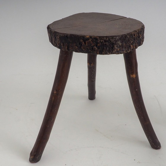 Set of 2 Rustic Hand-Crafted Wooden Stools (photo 18 of 19)
