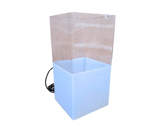 Image 1 of Vintage glazen vloer-/tafellamp uit de jaren 80 – minimalistisch design – 51 cm