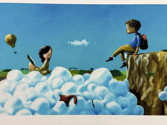 Image 1 of Fine Art Giclèe painting Diego Santini 60x118 cm “by moonlight” in frame