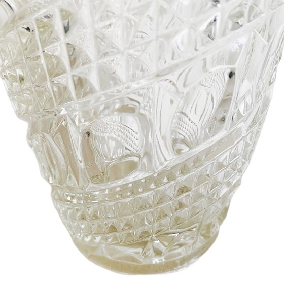 Image 1 of Vaso vintage in cristallo Hollywood Regency con bordo placcato oro, anni '70