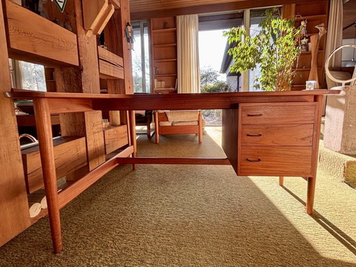 Arne Vodder - BO 85 - Bovirke - Mesa Boomerang de teca - mediados de siglo - Diseño danés - Escritorio