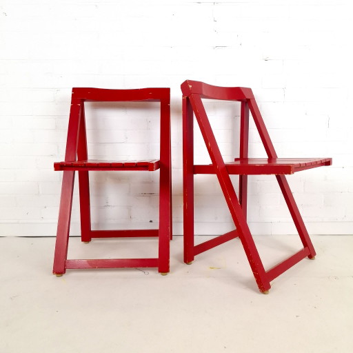 2x Vintage wooden folding chair Trieste Aldo Jacober 70s