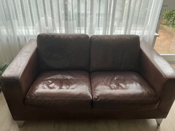 Image 1 of 2x Machalke Ledersofa - 2-Sitzer und 2,5-Sitzer - schokoladenbraun