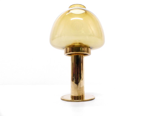 Set de 5 Bougeoirs Scandinaves Hans-Agne Jakobsson Modèle Claudia en Laiton et Verre Ambré, Suède, 1960