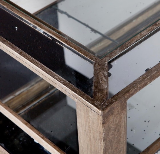 Image 1 of Flamant Mitchell coffee table – mirrored glass & wood – 120x70