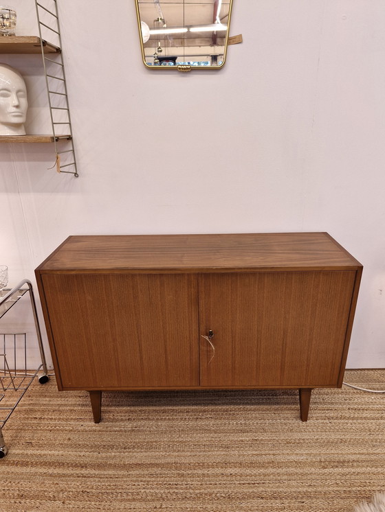 Image 1 of Petit buffet / Jardinière Vintage Placage Teck 70s
