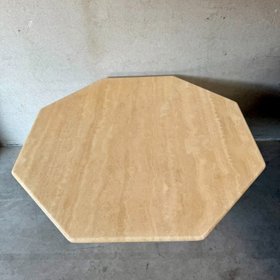 Image 1 of Mid-century Travertine octagonal dining table Italian design