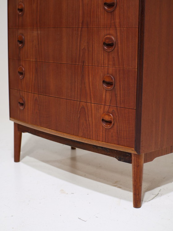 Image 1 of Tall spherical teak chest of drawers Danish vintage 1960s