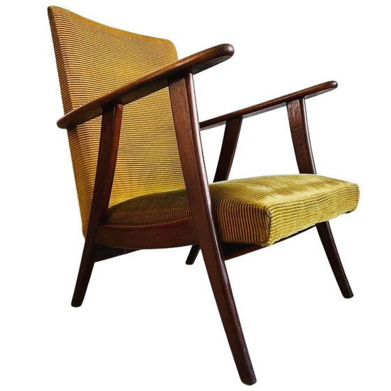 Image 1 of Vintage mid-century Scandinavian armchair teak ochre yellow 1960's