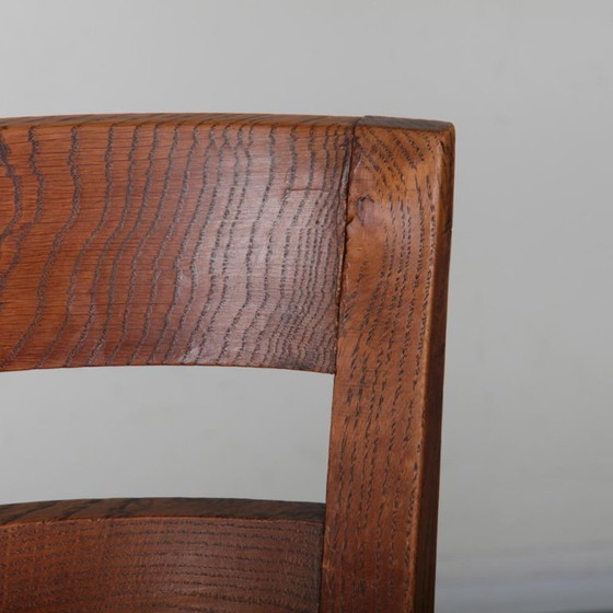 Set di 6 sedie da pranzo in rovere nello stile di Jean Pascaud, 1940, Legno, Marrone (foto 7 di 9)