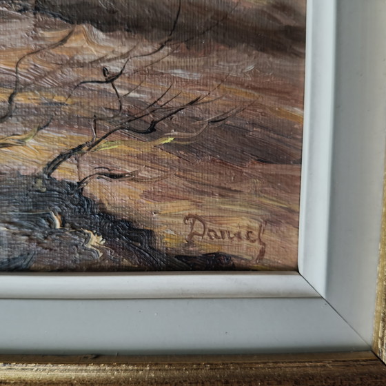 Image 1 of Beautiful and large Framed Belgian Forest Painting by Daniel Pierot (1896–1981) – Warm Vintage Atmosphere