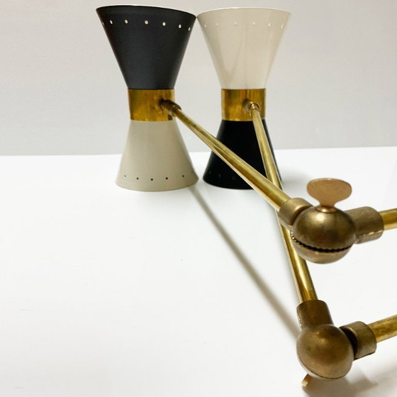 Diabolo Gelenk-Doppelwandleuchte, Design aus den 1950er Jahren – Wandleuchten, Brass, Metal (photo 14 of 15)