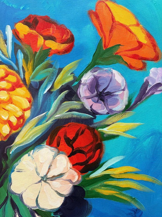 Image 1 of Acrylic painting by the artist E. García "Flores de campo" 100x70 cm