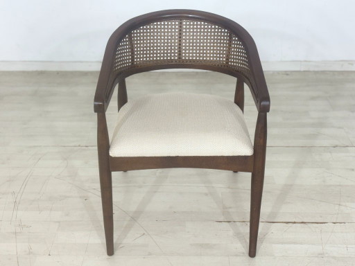 Retro vintage armchair with wickerwork / chair / living room chair / retro armchair – eetkamerstoelen, Wood