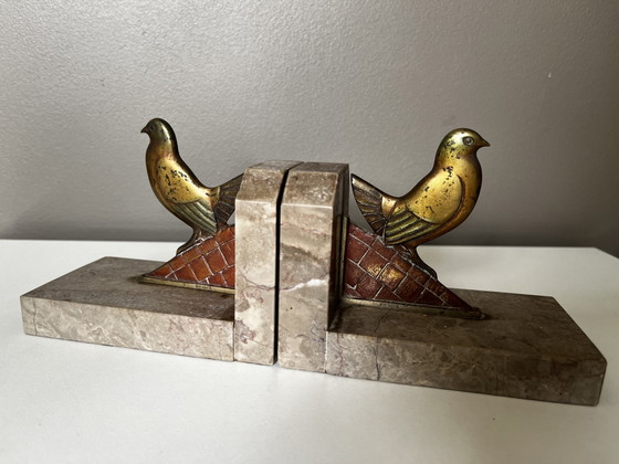 Art Deco Boekensteunen – Decoratieve objecten, Bronze, Marble (photo 5 of 8)