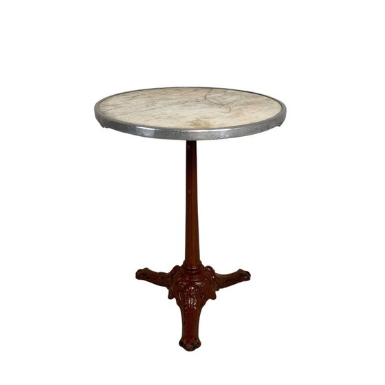 Table de bistrot avec plateau en marbre et bord en laiton, début du 20e siècle, Meubles, Vintage (photo 3 sur 9)