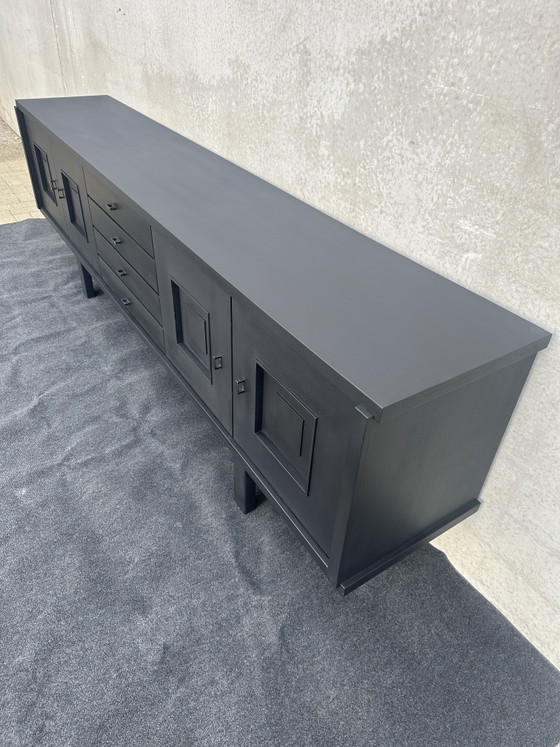 Image 1 of XL design black stained oak brutalist sideboard - De Coene