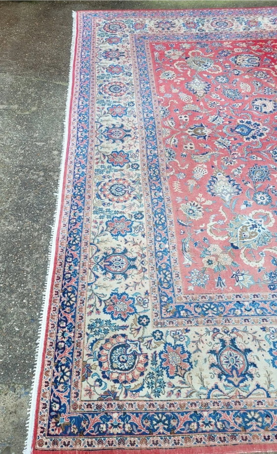Image 1 of Alfombra Kashan Oriental XXL auténtica de 458x321 cm con parte superior anudada a mano.