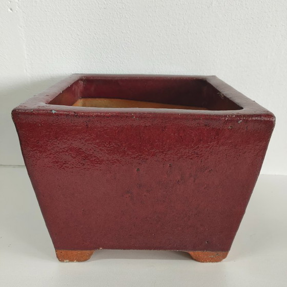 Image 1 of Ensemble de pots de fleurs vintage en céramique rouge Bordeaux