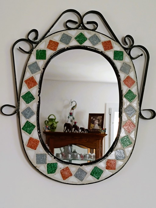 Contour Mirror Mozaïques And Wrought Iron