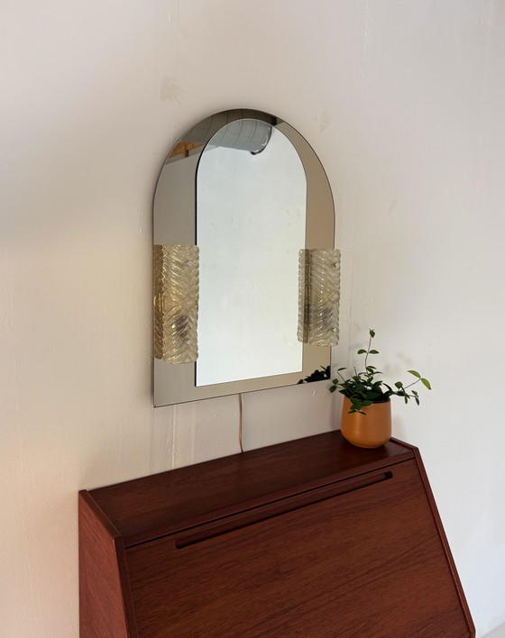 Image 1 of Vintage 2-tone mirror and Murano glass, Hillebrand '80