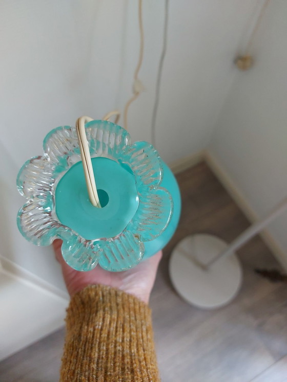 Murano Opaline Vintage Lamp – Tafellampen, Glas, Messing (photo 4 of 6)