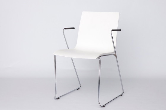 Image 1 of Set of 3 Thonet Stackable Chairs – Vintage Conference or Dining Chairs, 2000s Modern Design, Metal Frame & Plastic Seat