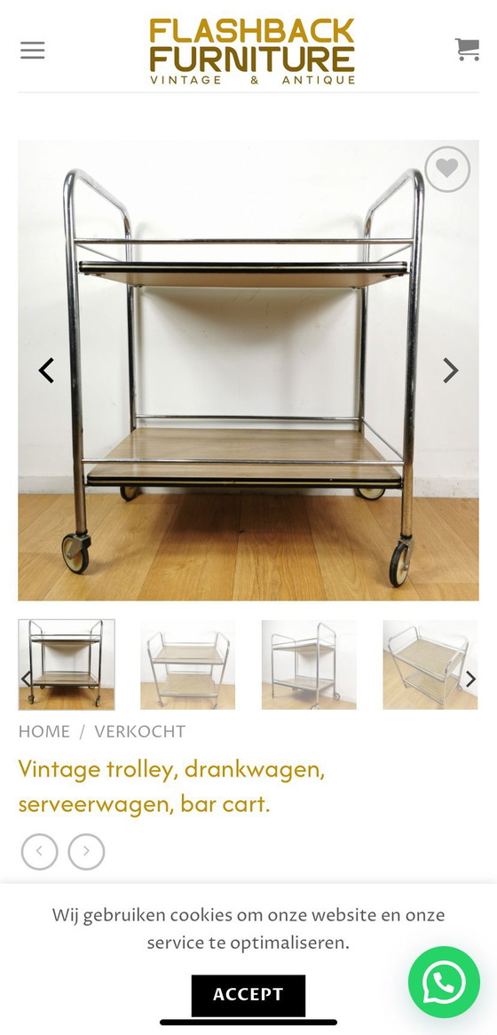 Image 1 of Vintage serving trolley, trolley, drinks trolley, sixties plant table